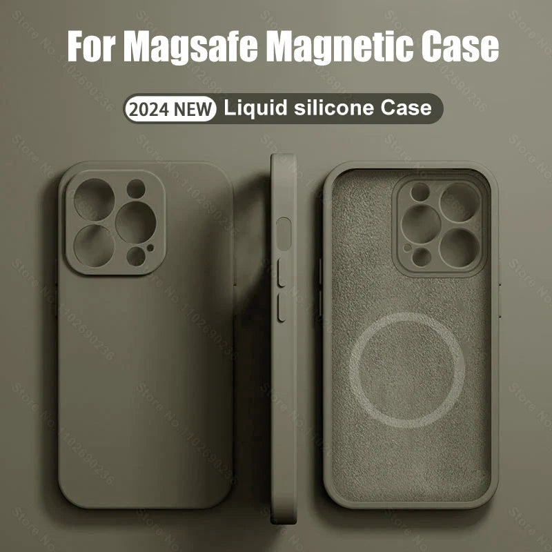 ﻿Vora  iPhone Magsafe Magnetic (Liquid Silicone) Case For 15 14 13 12 11 Pro Max 15 Plus Accessories Wireless Charge Cover