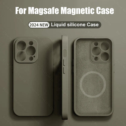 ﻿Vora  iPhone Magsafe Magnetic (Liquid Silicone) Case For 15 14 13 12 11 Pro Max 15 Plus Accessories Wireless Charge Cover