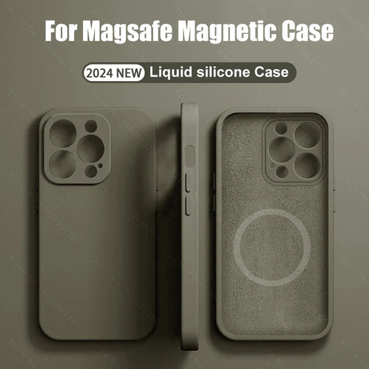 ﻿Vora  iPhone Magsafe Magnetic (Liquid Silicone) Case For 15 14 13 12 11 Pro Max 15 Plus Accessories Wireless Charge Cover