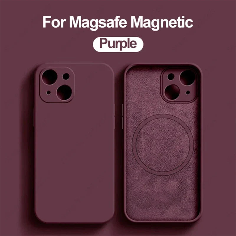 ﻿Vora  iPhone Magsafe Magnetic (Liquid Silicone) Case For 15 14 13 12 11 Pro Max 15 Plus Accessories Wireless Charge Cover